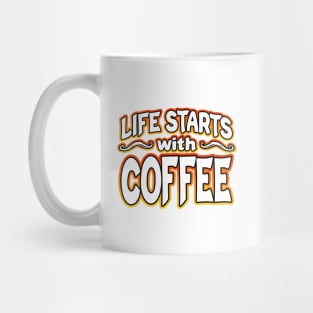 Life Starts With Coffee Orange Mug